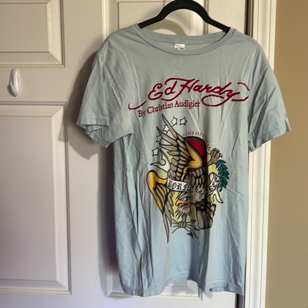 Ed Hardy light blue eagle tee